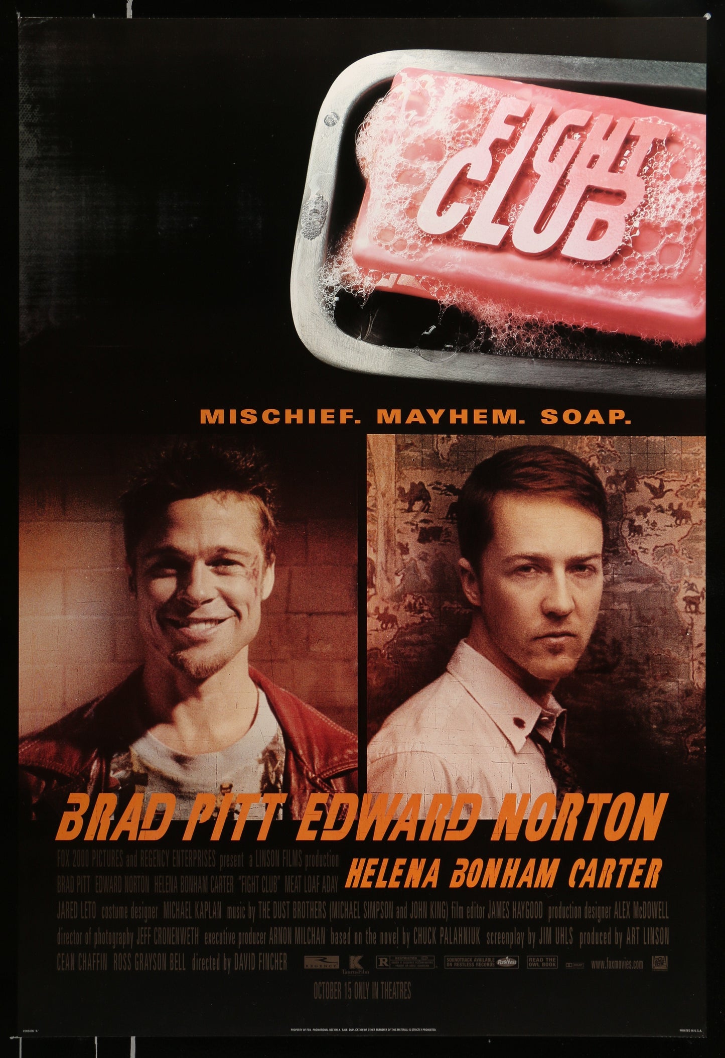 An original movie poster for the film Fight Club