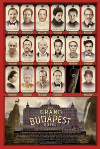 An original movie poster for the Wes Anderson film "The Grand Budapest Hotel"