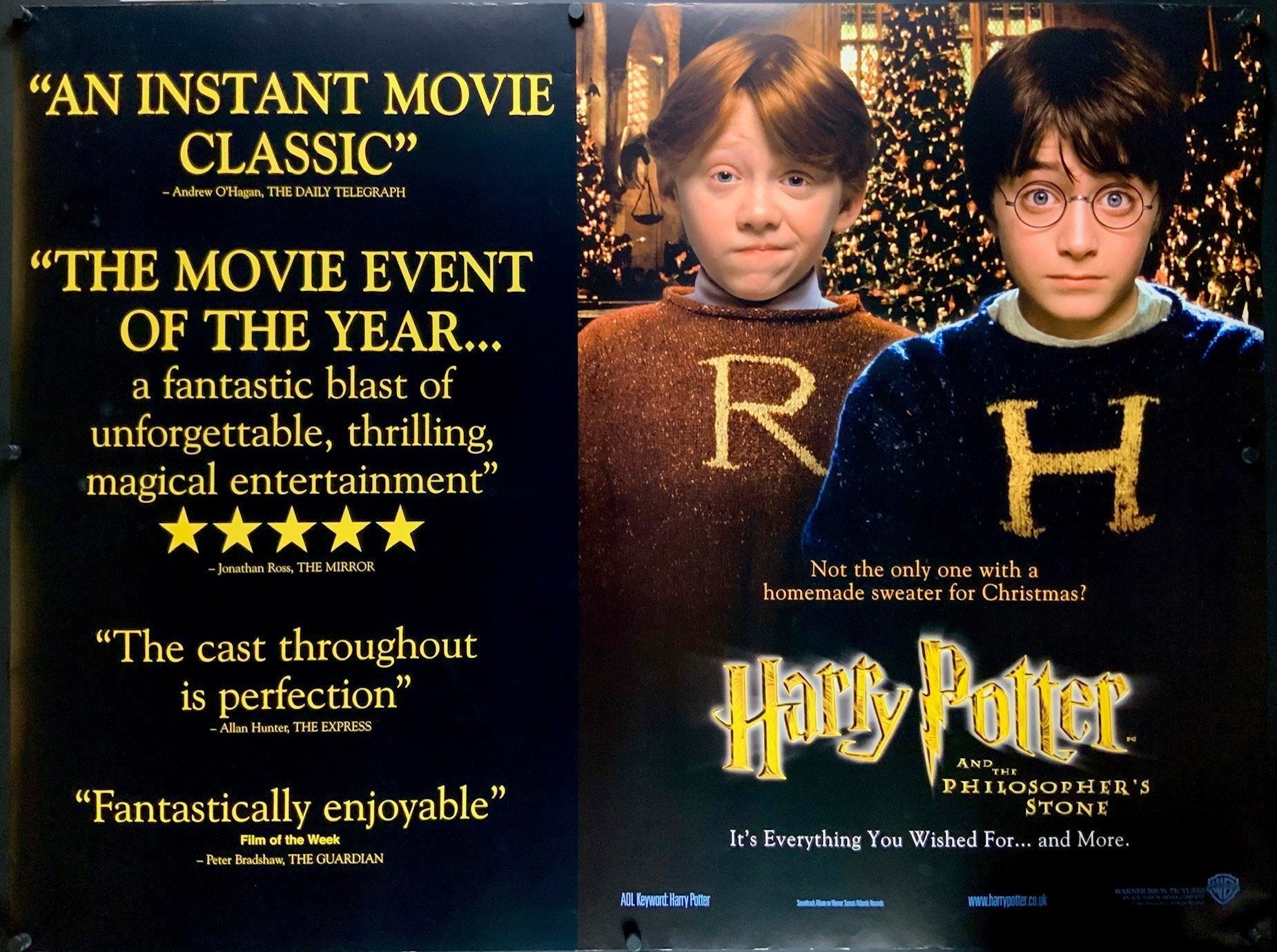 An original movie poster for the film Harry Potter and the Philosopher's Stone