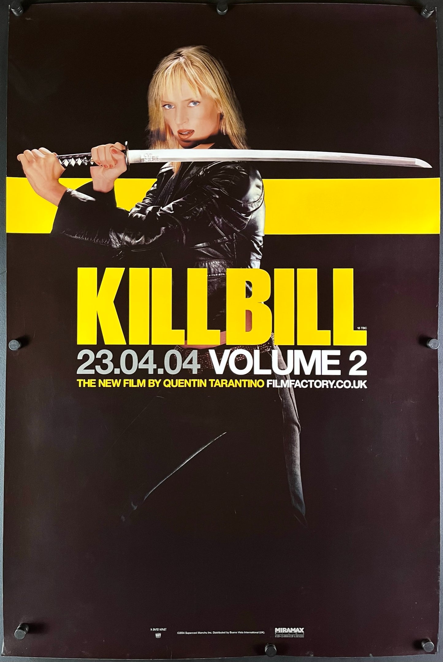 An original English double crown movie poster for the Quentin Tarantino film Kill Bill volume 2