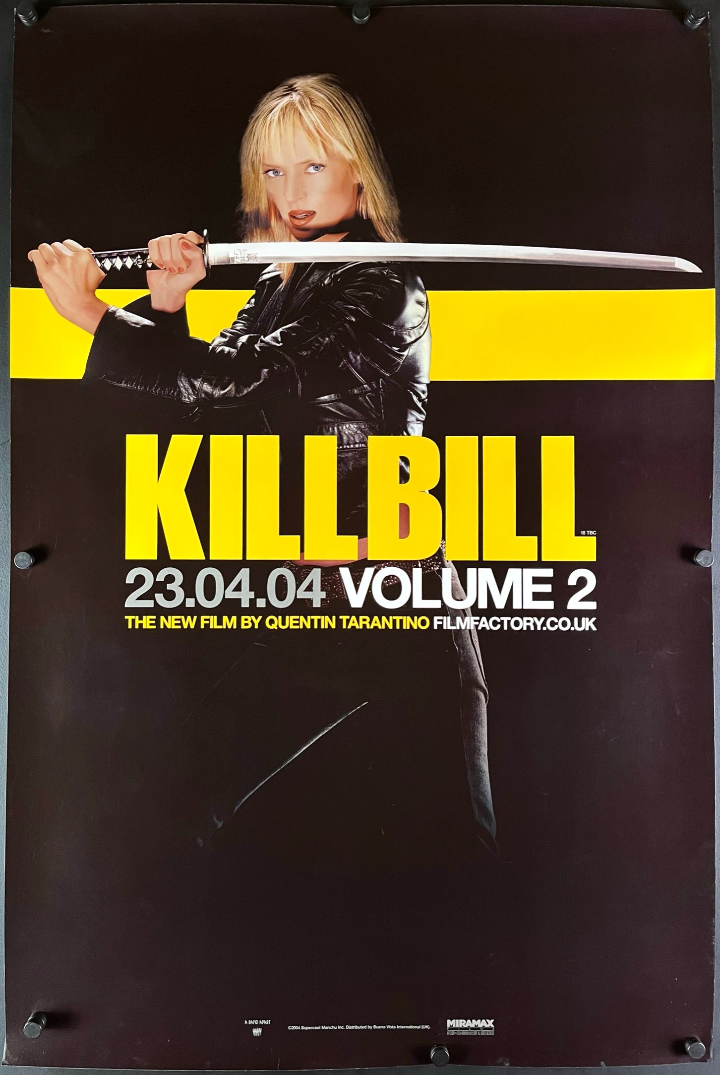 An original English double crown movie poster for the Quentin Tarantino film Kill Bill volume 2