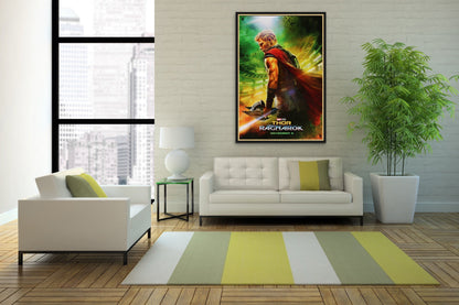 An original movie poster for the Marvel film Thor : Ragnarok