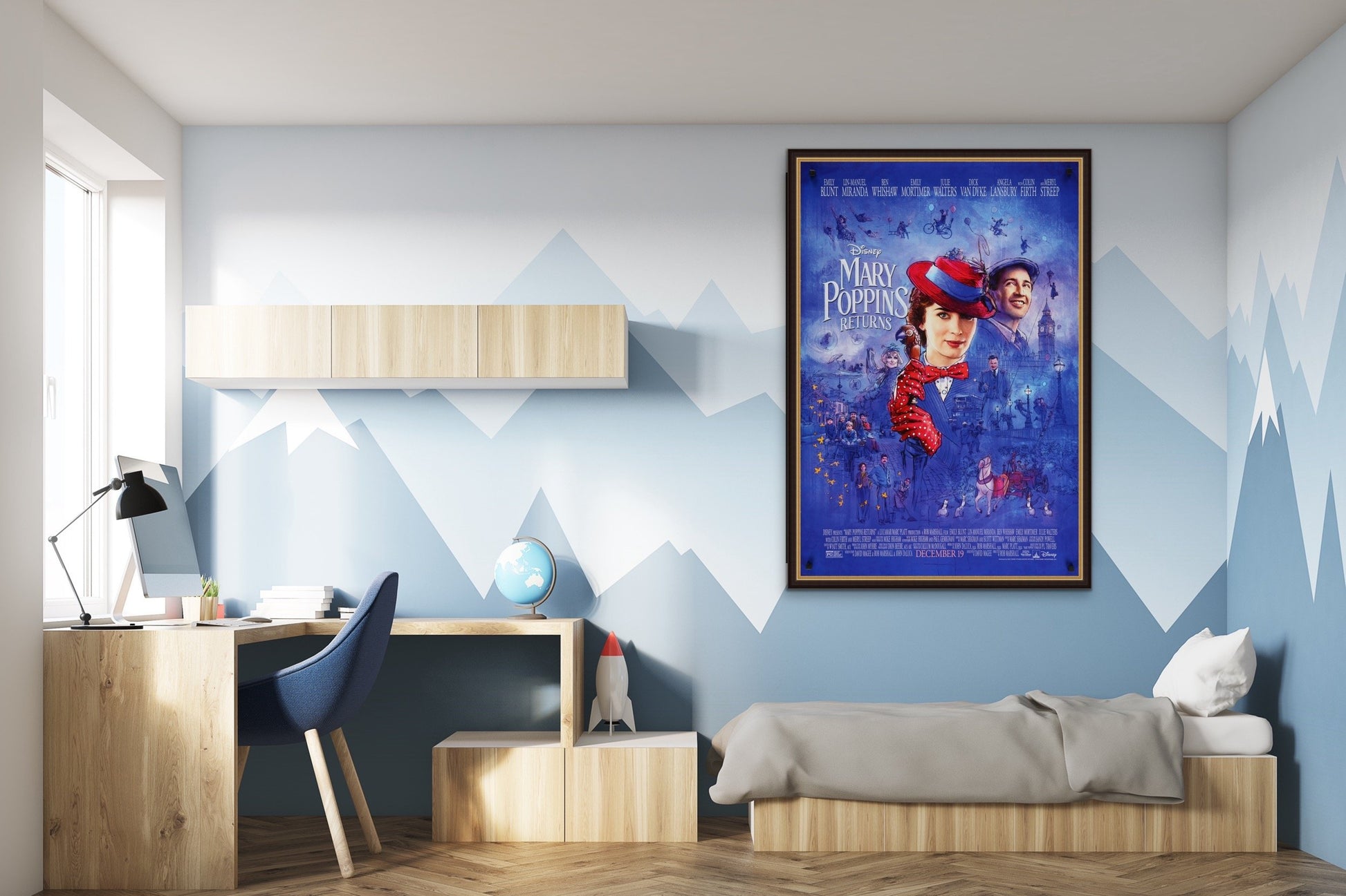 An original movie poster for the Disney film Mary Poppins Returns