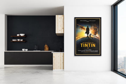 An original movie poster for the film The Adventures of TinTin