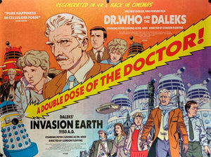 An original Doctor Who quad movie poster for the films Doctor Who and the Daleks and Daleks' Invasion Earth 2150 A.D.