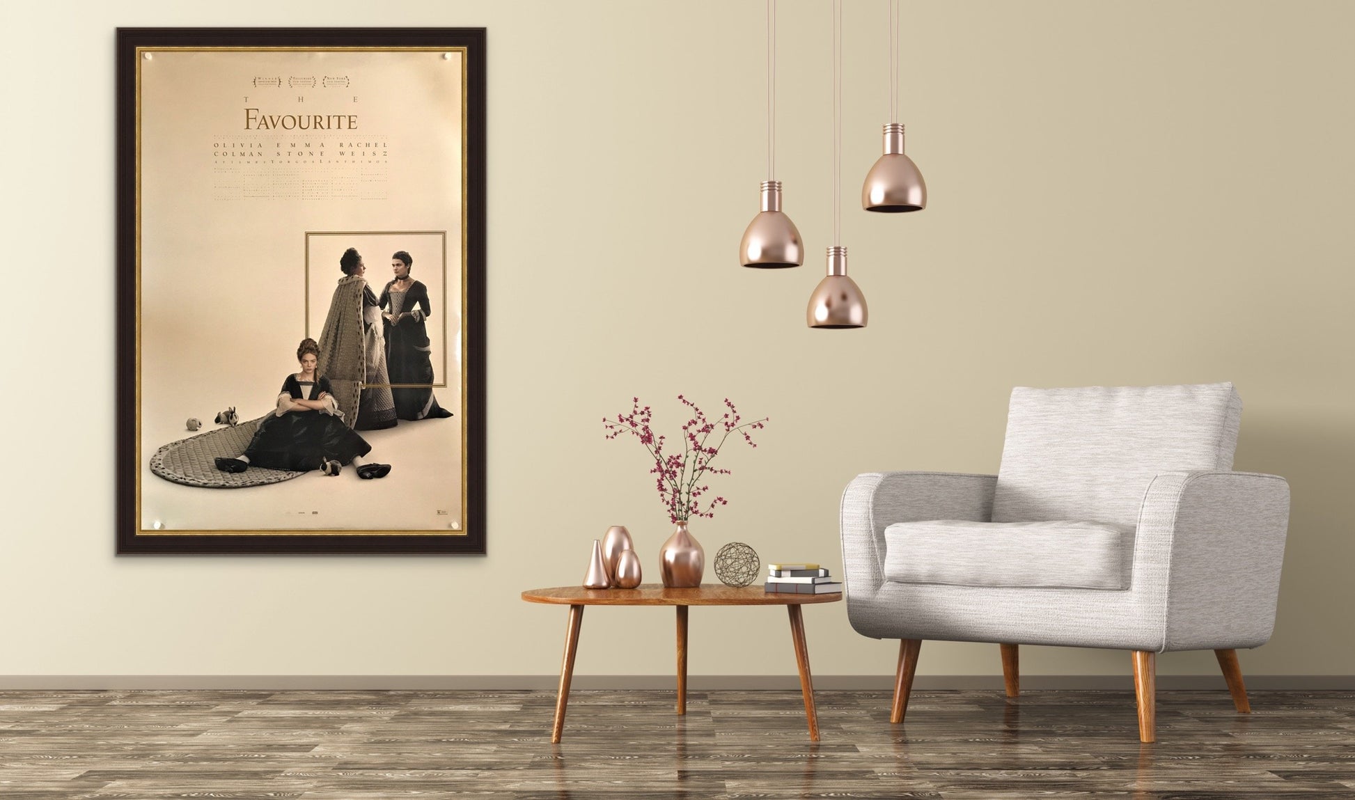 An original movie poster for the film The Favourite