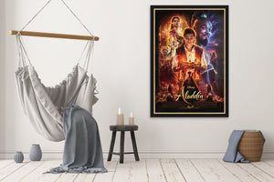 An original movie poster for the 2019 Disney film Aladdin