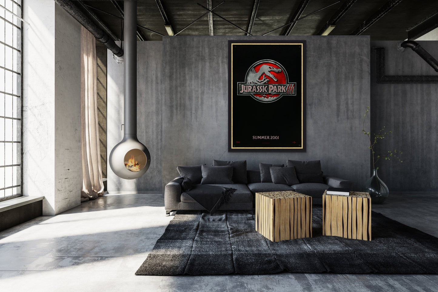 An original movie poster for the film Jurassic Park 3