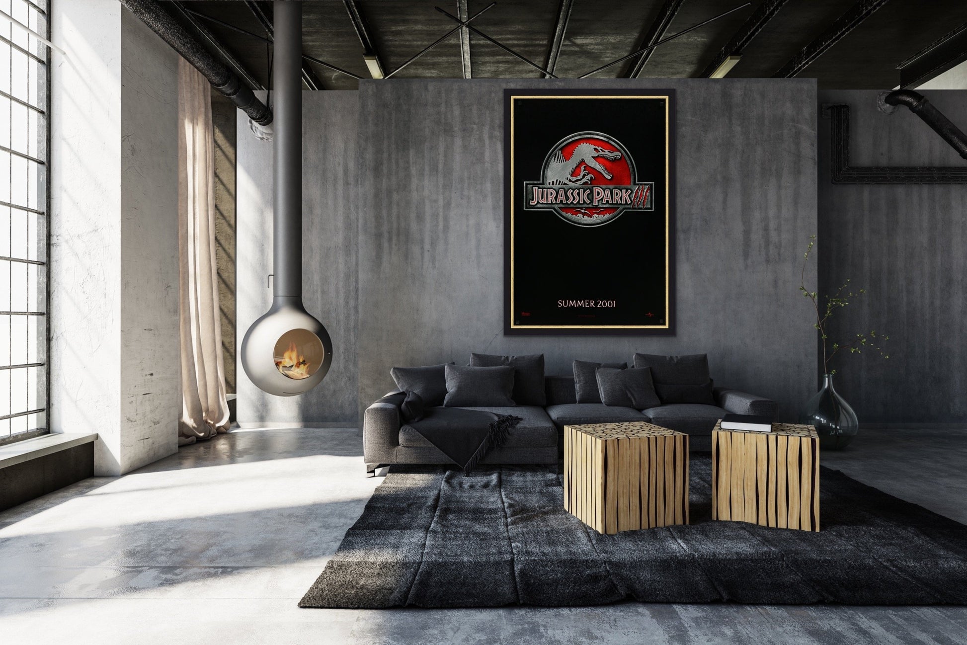 An original movie poster for the film Jurassic Park 3