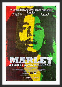 An original movie poster for the documentary Marley