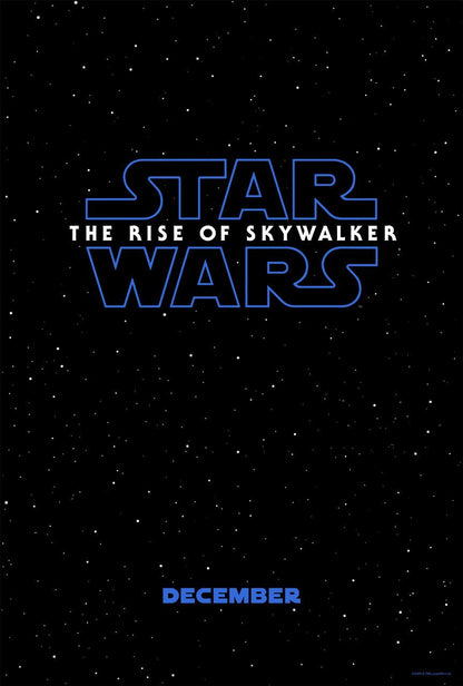 An original teaser movie poster for the Star Wars film The Rise Of Skywalker