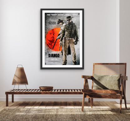 An original movie poster for the Quentin Tarantino film Django Unchained