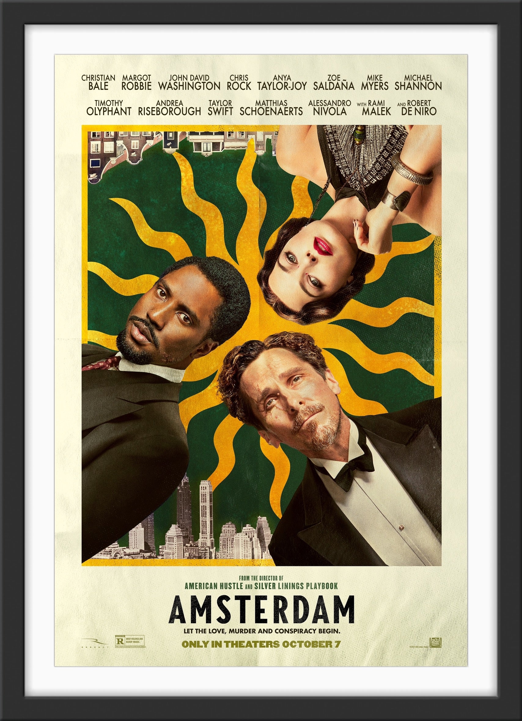 An original movie poster for the film Amsterdam