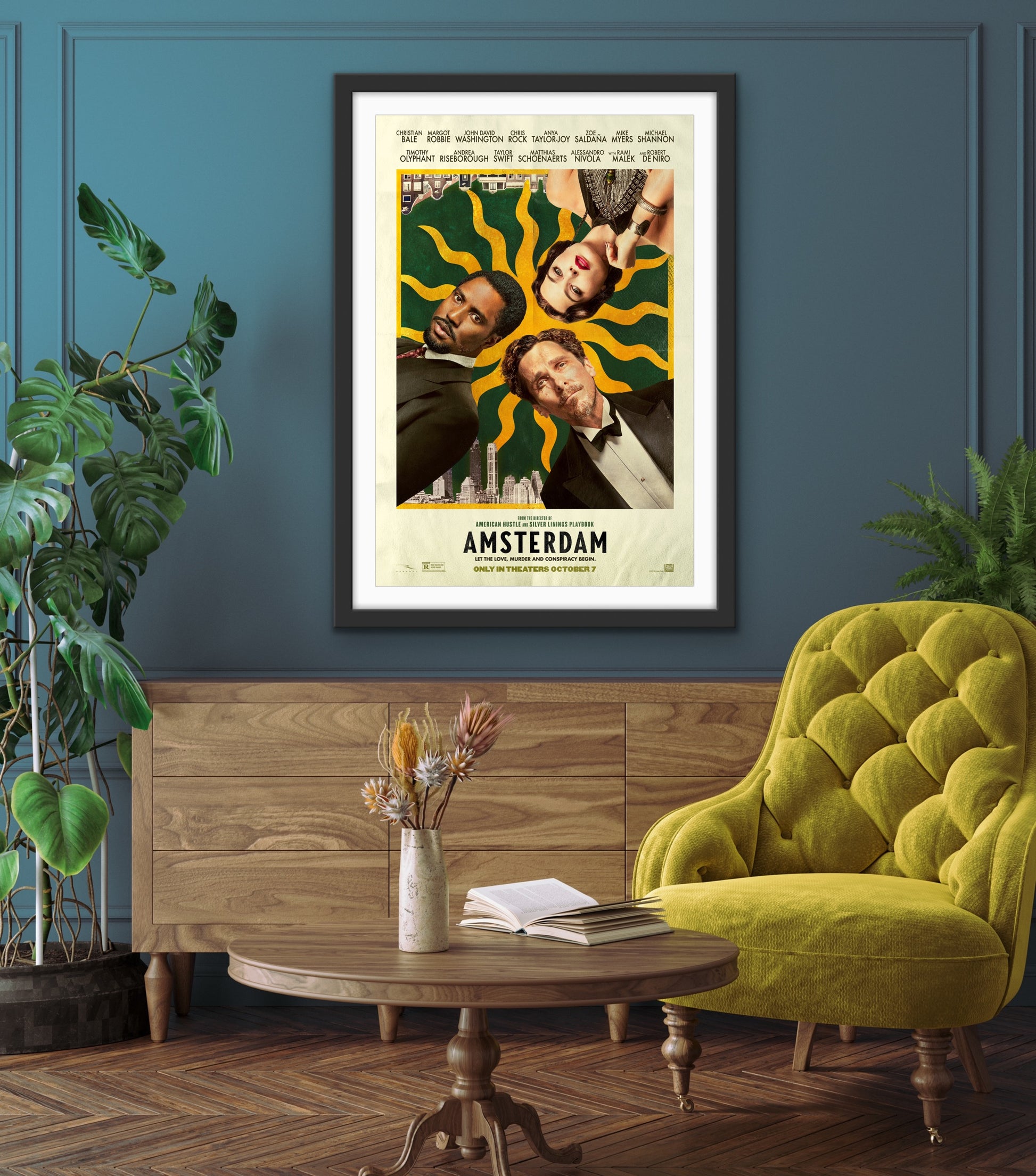 An original movie poster for the film Amsterdam