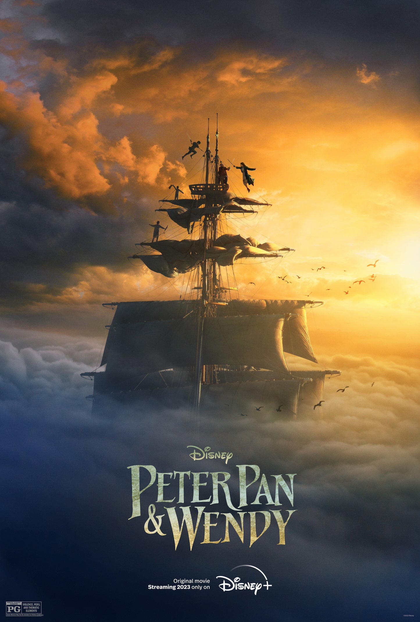 An original movie poster for the Disney 2023 film Peter Pan and Wendy