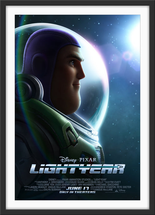 An original movie poster for the Pixar film Lightyear