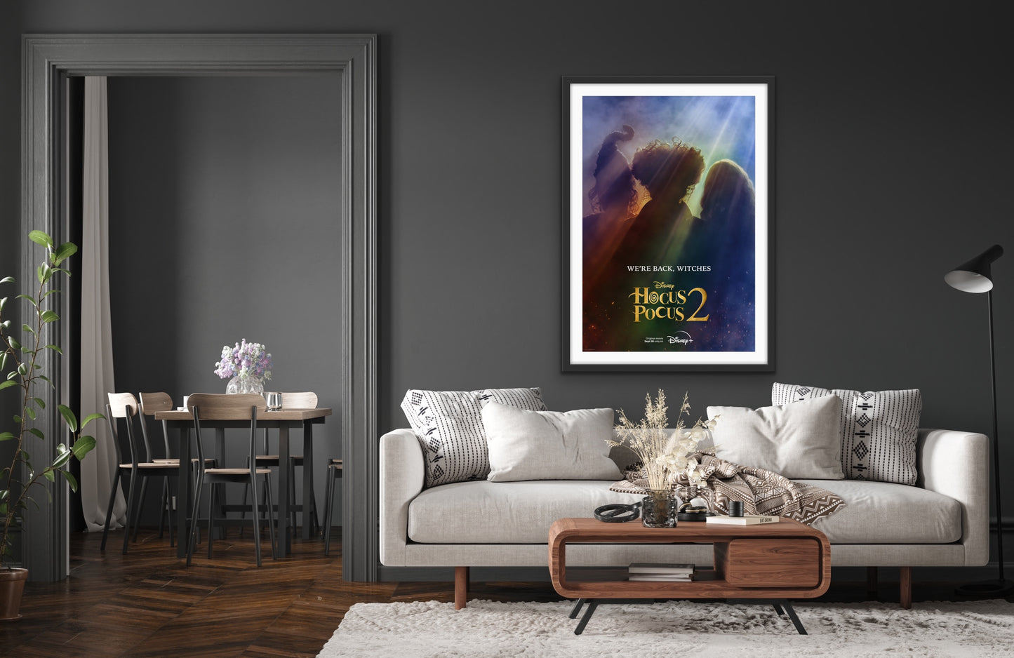An original teaser movie poster for the film Disney sequel Hocus Pocus 2