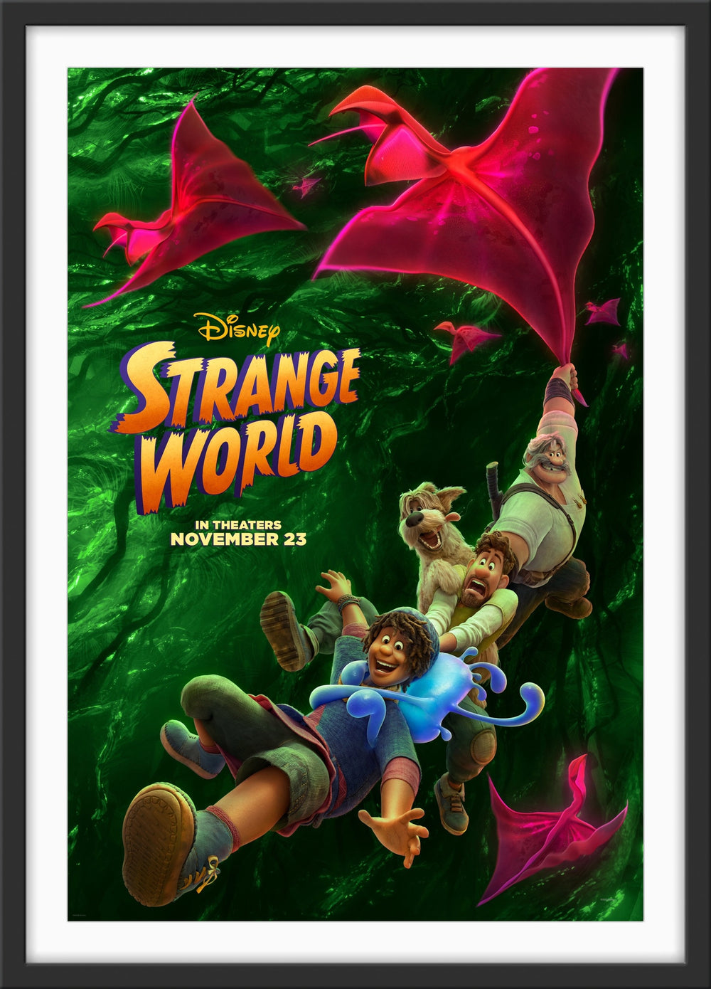 An original movie poster for the Disney film Strange World