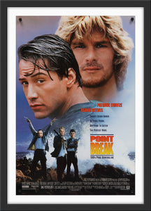 An original movie poster for the Patrick Swayze film Point Break