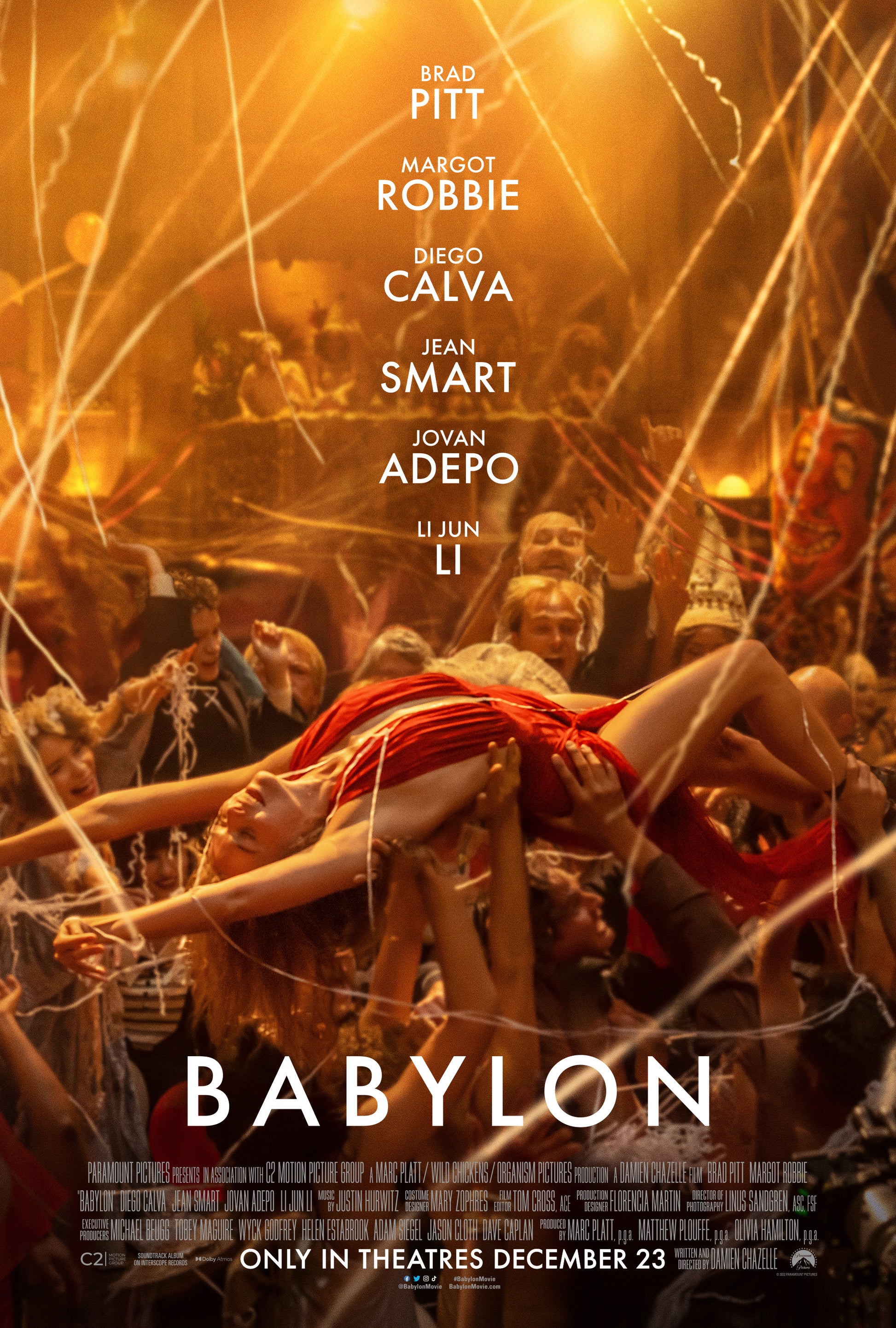 An original movie poster for the Damian Chazelle film Babylon