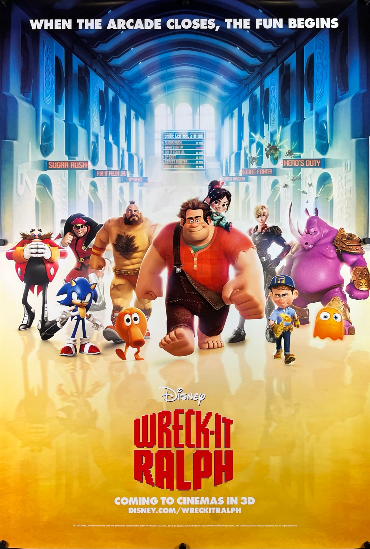 An original movie poster for the Disney film Wreck It Ralph