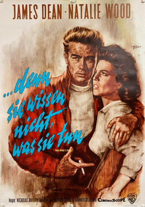 An original German movie poster for the James Dean film Rebel Without A Cause