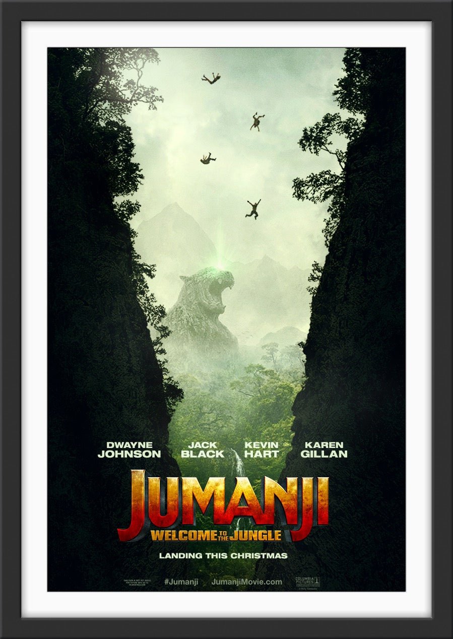 An original movie poster for the film Jumanji Welcome To The Jungle