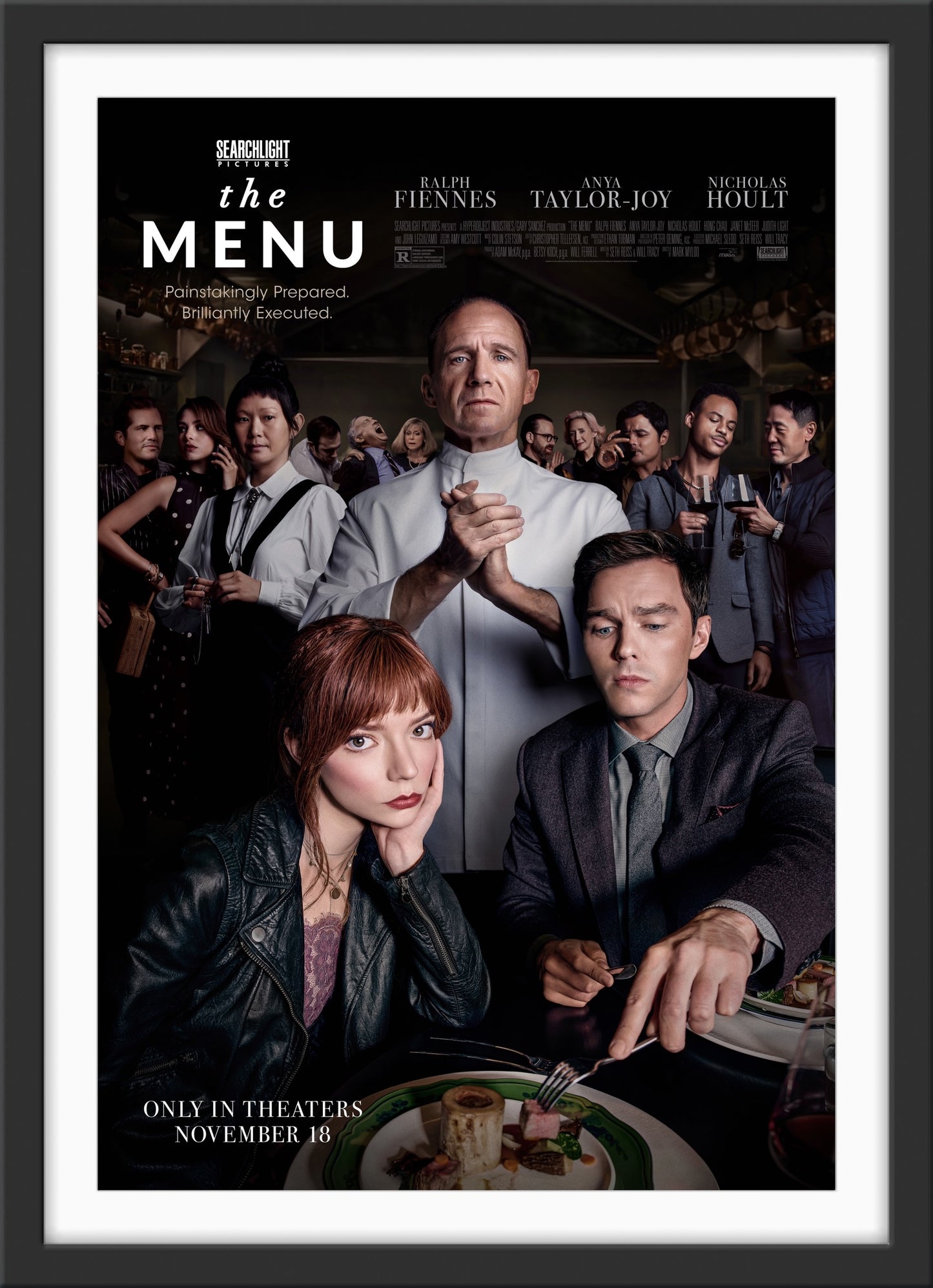 An original movie poster for the film The Menu