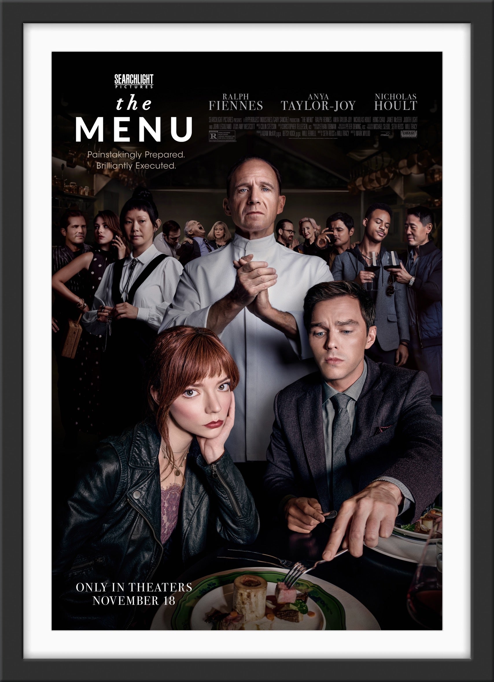 An original movie poster for the film The Menu
