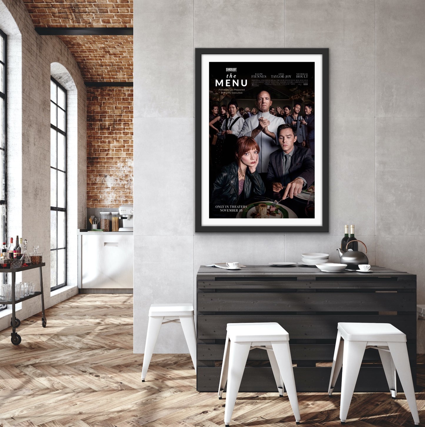 An original movie poster for the film The Menu