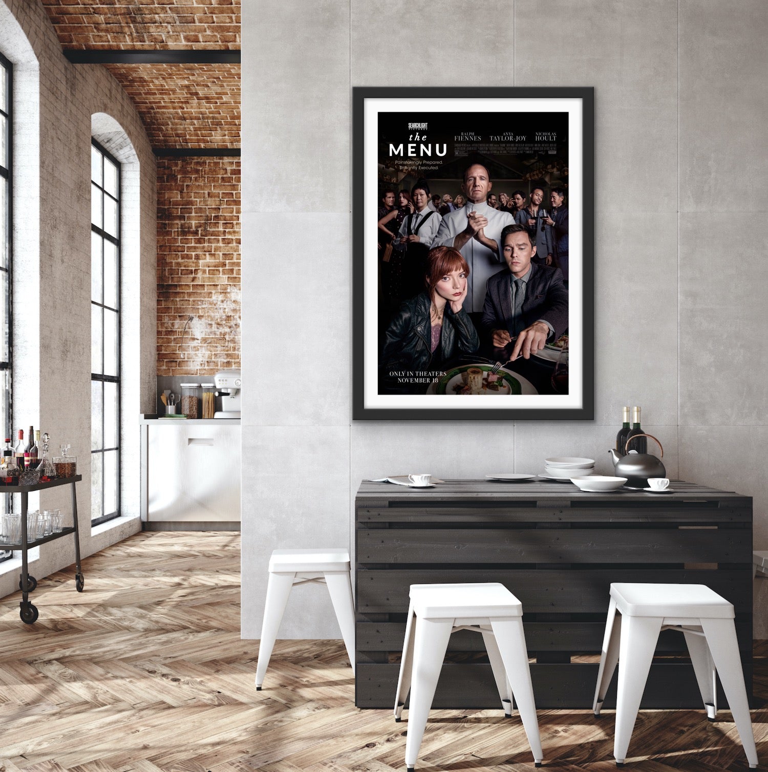 An original movie poster for the film The Menu