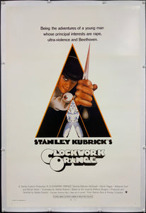 An original movie poster for the Stanley Kubrick film A Clockwork Orange