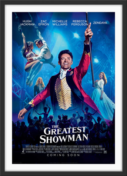 An original movie poster for the film The Greatest Showman