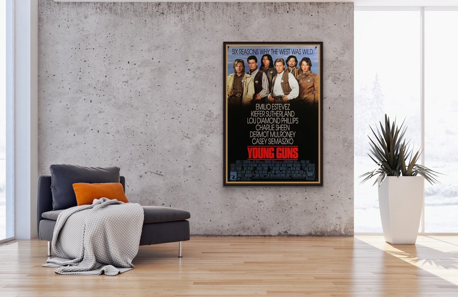 An original movie poster for the film Young Guns