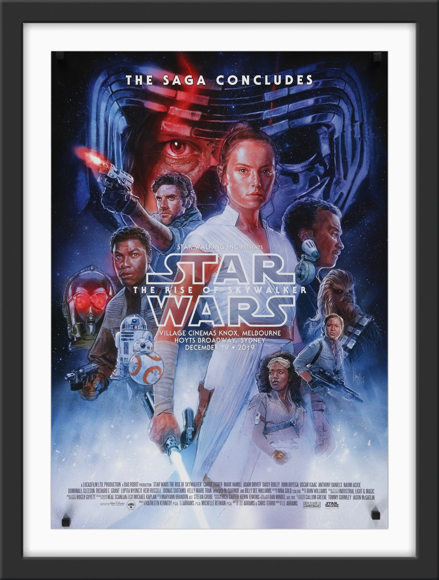 An original poster with art by Hugh Fleming for the Star Wars film The Rise of Skywalker