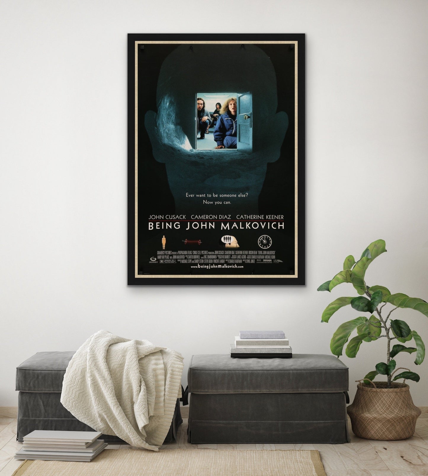 An original movie poster for the film Being John Malkovich