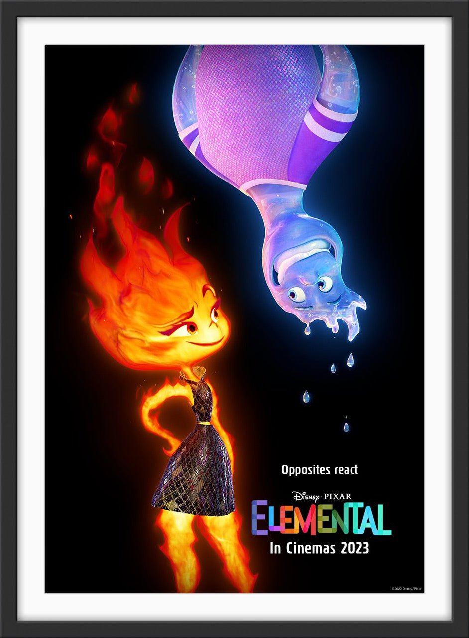 An original movie poster for the Disney Pixar film Elemental