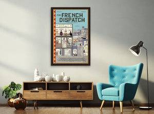 An original movie poster for the Wes Anderson film The French Dispatch