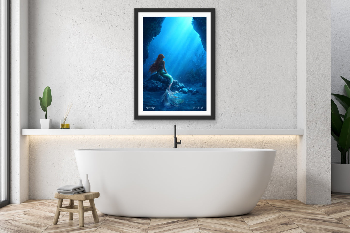 An original movie poster for the Disney 2023 remake of The Little Mermaid