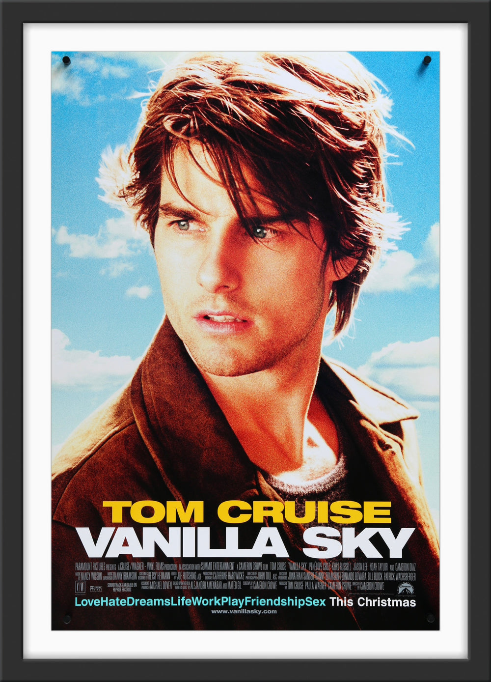 An original movie poster for the Tom Cruise film Vanilla Sky