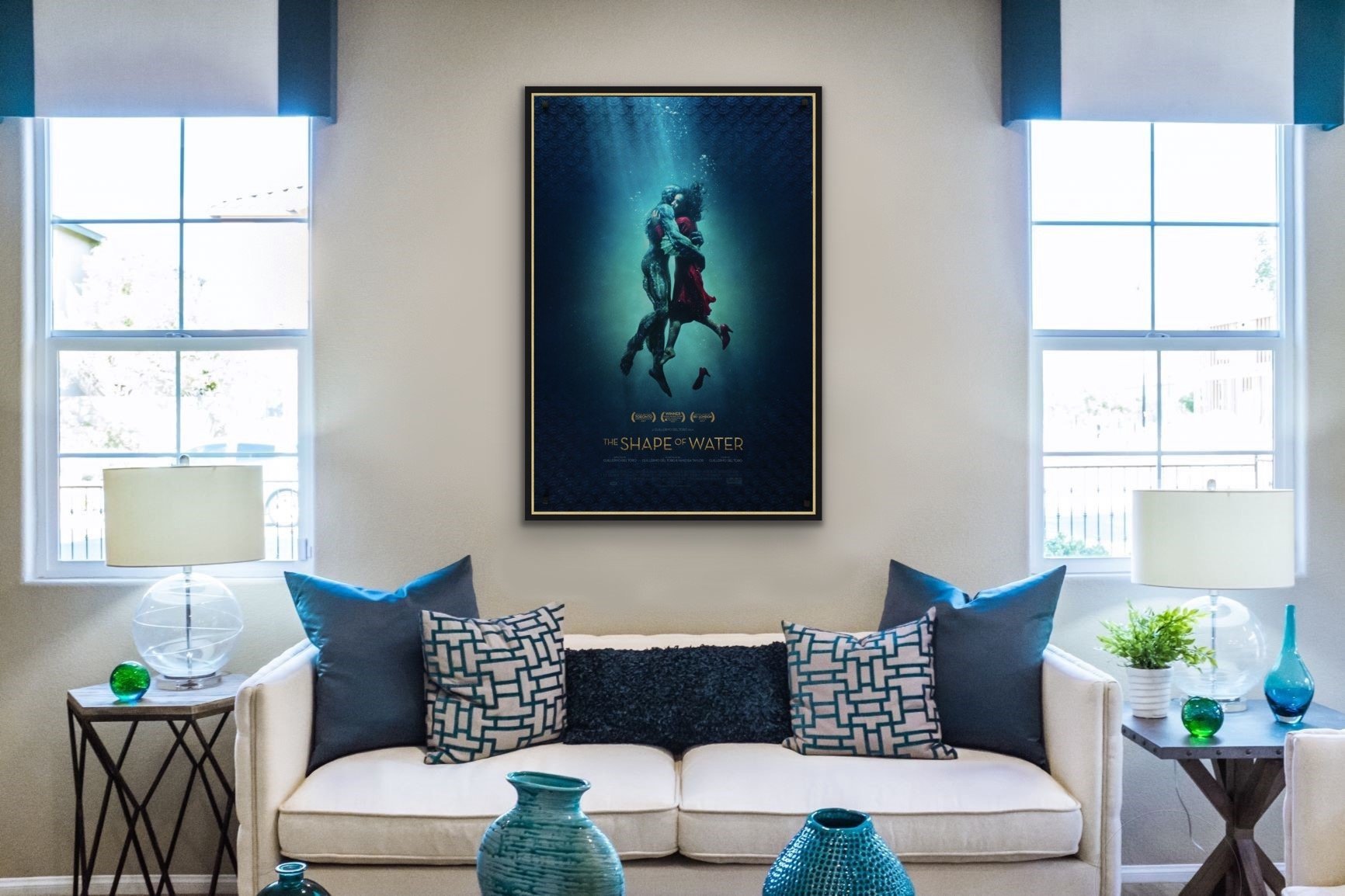 An original movie poster for the film The Shape of Water