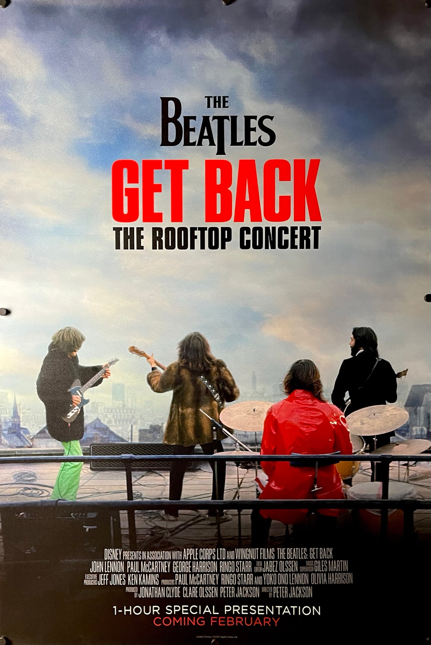 An original movie poster for The Beatles concert documentary film The Beatles Get Back The Rooftop Concert