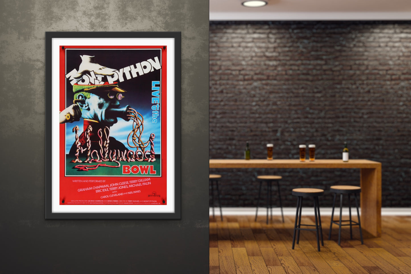 An original one sheet movie poster for the film Monty Python Live at the Hollywood Bowl