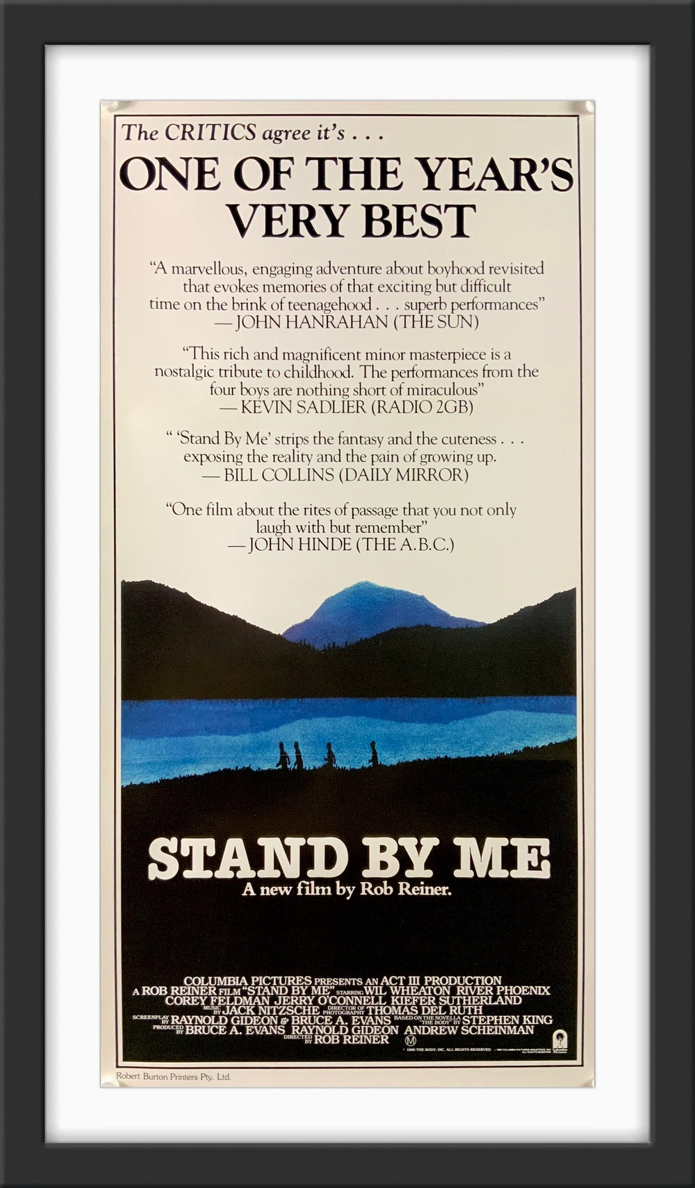 An original Australian movie poster for the Rob Reiner film Stand By ME