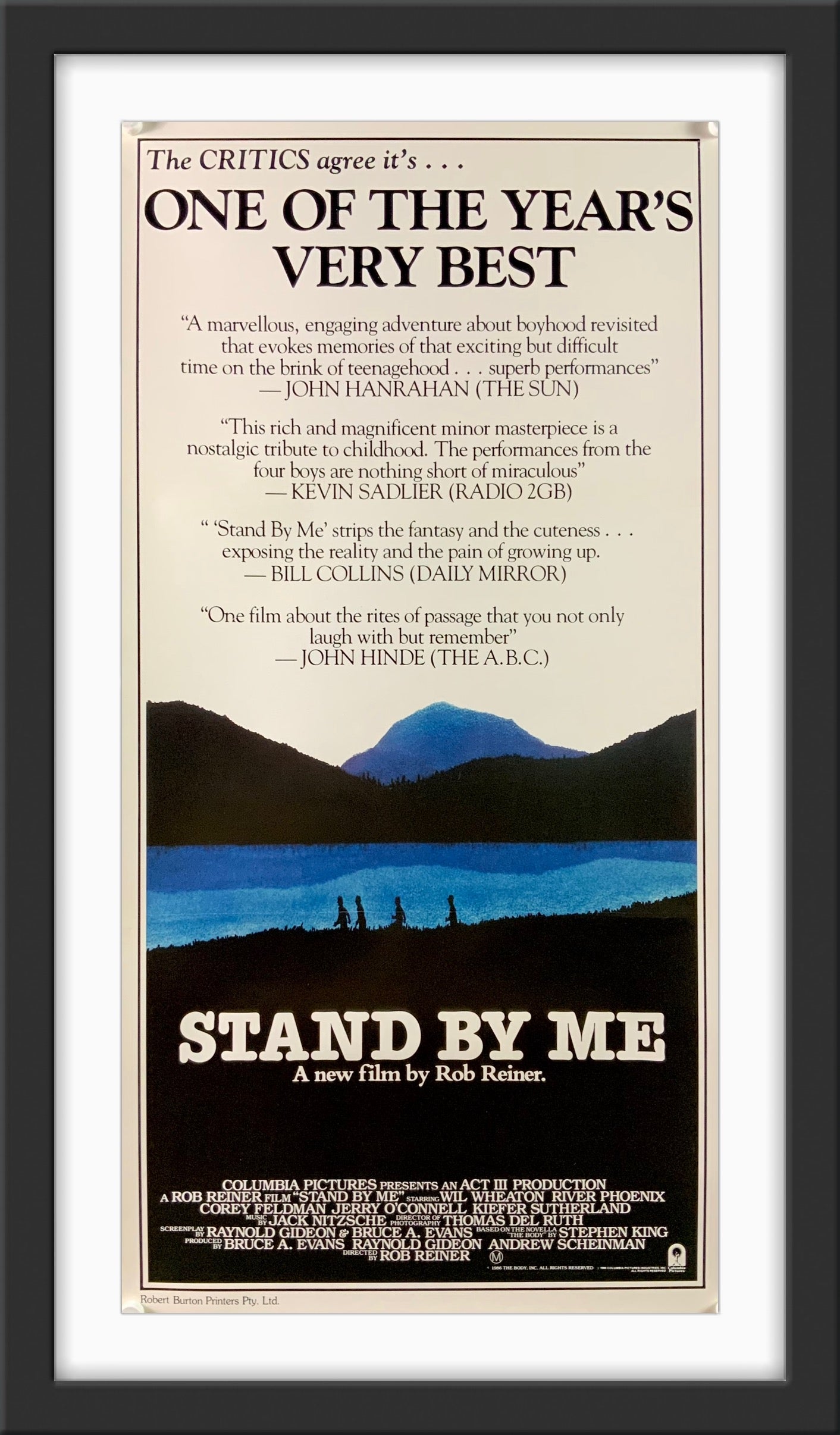 An original Australian movie poster for the Rob Reiner film Stand By ME