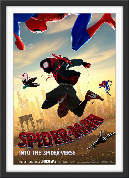 An original movie poster for the film Spider-Man Into The Spider-Verse