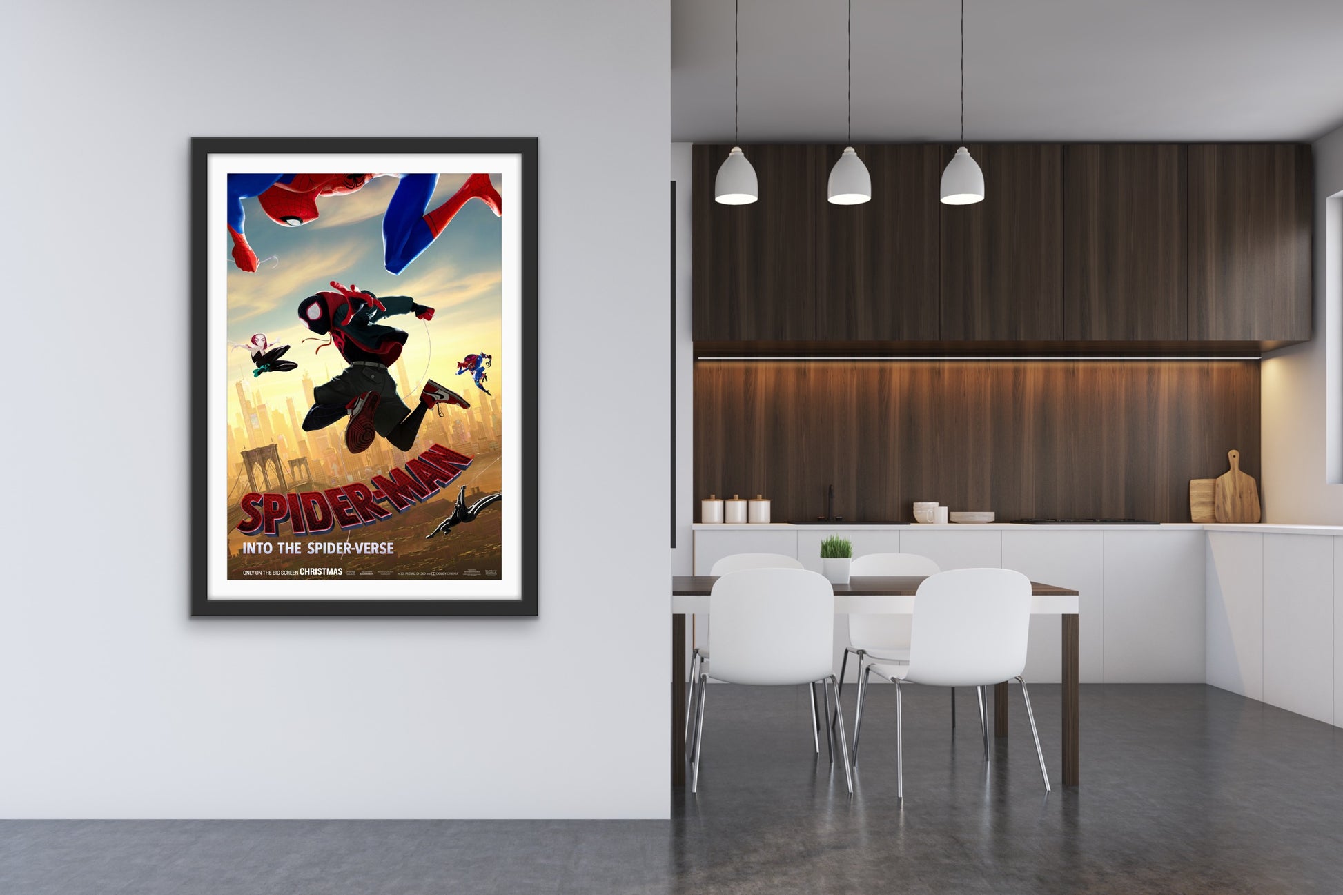 An original movie poster for the film Spider-Man Into The Spider-Verse