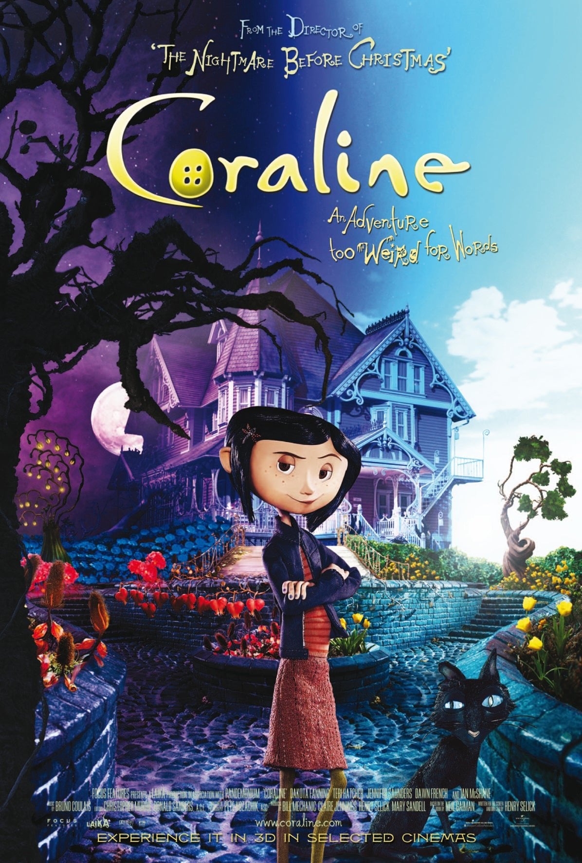 An original movie poster for the film Coraline