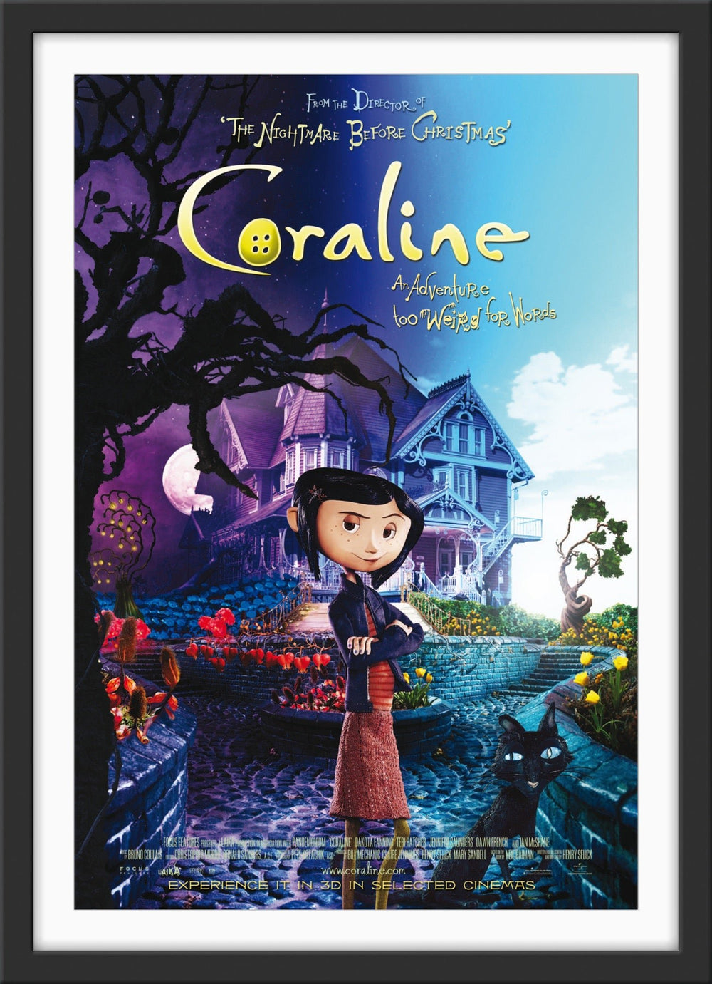 An original movie poster for the film Coraline
