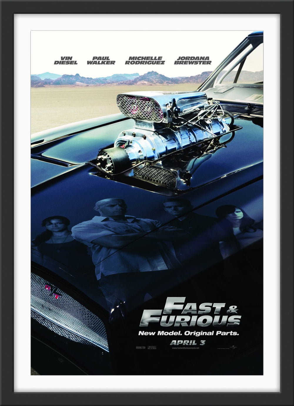 An original movie poster for the film Fast and Furious 4